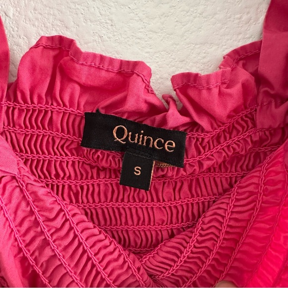 Quince Midi Dress Womens Small Pink Smocked Organic Cotton Versatile Ruffles - Picture 3 of 6